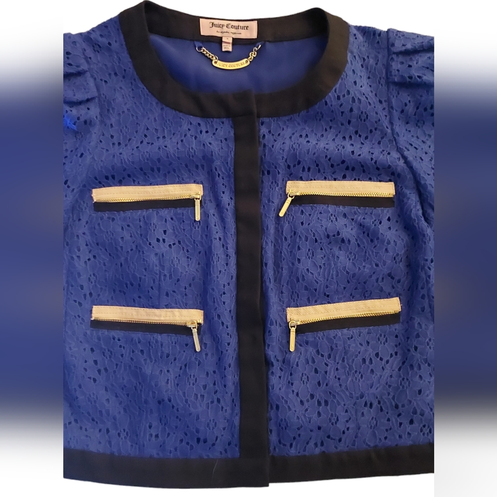 Juicy Couture Cobalt Blue Lace Short Blazer size S - Picture 3 of 7